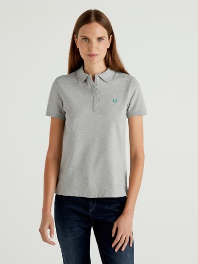 Grey Women's Benetton Stretch Cotton Polo Shirts | AU114916