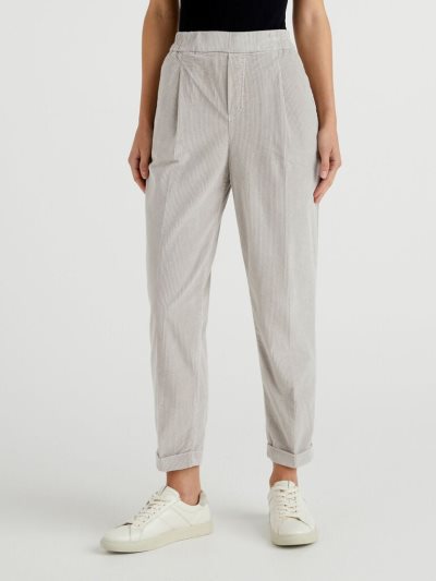 Grey Women's Benetton Velvet Stretch Waist Chinos | AU992000