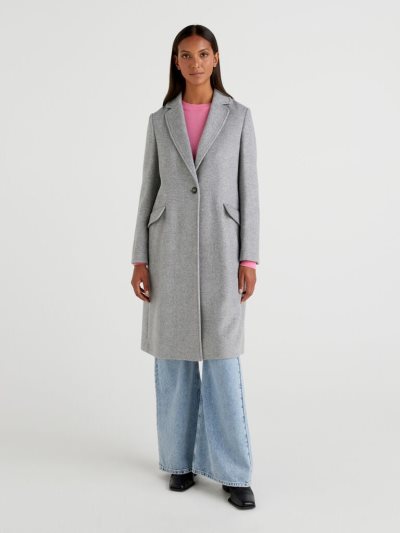 Grey Women's Benetton Wool Blend Cloth Coats | AU110587