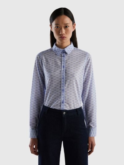 Lavender Women's Benetton 100% Cotton Patterned Shirts | AU561562
