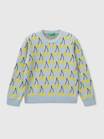 Light Blue Kids' Benetton Cherry Pattern Sweaters | AU076264
