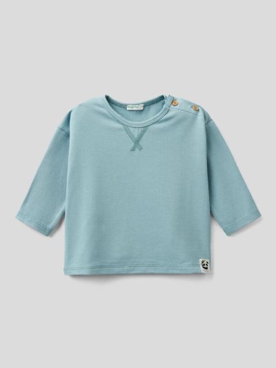 Light Blue Kids' Benetton Organic Cotton And Viscose Bamboo T Shirts | AU162729