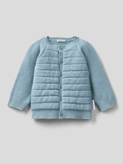 Light Blue Kids' Benetton Padded Knit Cardigan | AU442070