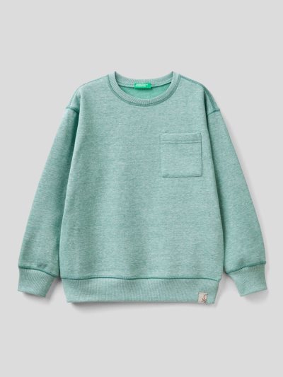 Light Blue Kids' Benetton Pullover Recycled Fabric Sweatshirt | AU777593