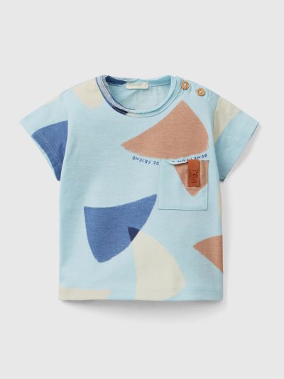 Light Blue Kids' Benetton Sail Print T Shirts | AU319174