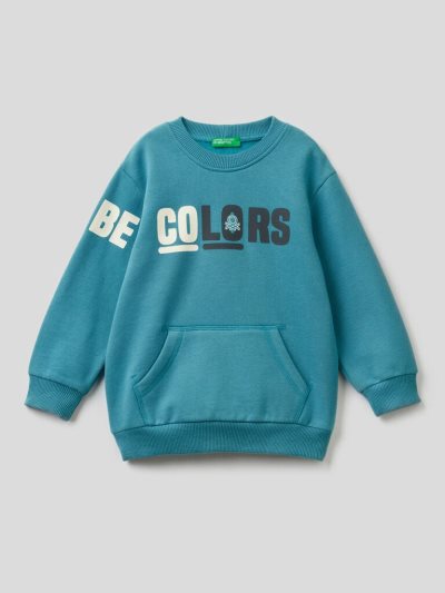 Light Blue Kids' Benetton Warm Kangaroo Pocket Sweatshirt | AU208643