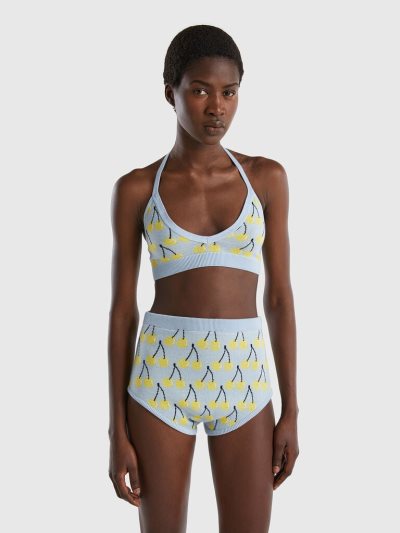 Light Blue Women's Benetton Cherry Pattern Bra Tanks | AU747966