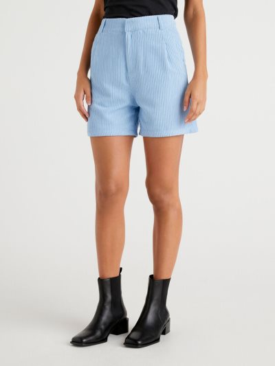 Light Blue Women's Benetton Corduroy Bermudas | AU146605