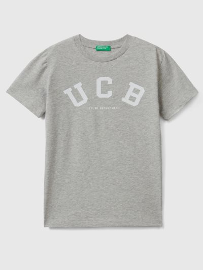 Light Grey Kids' Benetton 100% Cotton Logo Short Sleeve T-shirts | AU197943