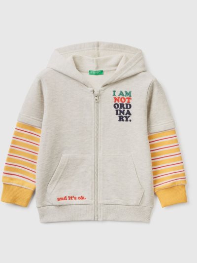 Light Grey Kids' Benetton Double Sleeves Hoodie | AU434628