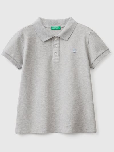 Light Grey Kids' Benetton Organic Cotton Short Sleeve Polo Shirts | AU699578