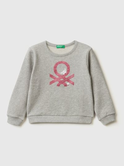 Light Grey Kids' Benetton Organic Cotton Glittery Print Sweatshirt | AU945061