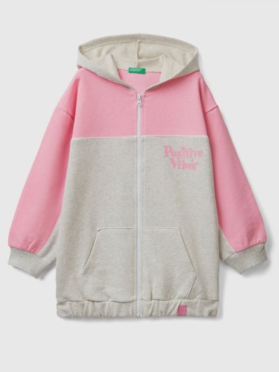 Light Grey Kids' Benetton Oversized Print Hoodie | AU559195