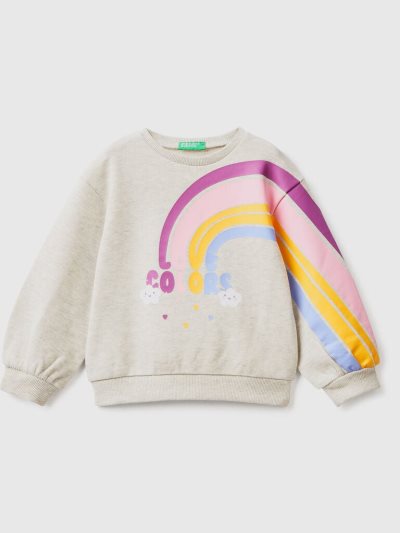 Light Grey Kids' Benetton Pullover Rainbow Print Sweatshirt | AU167078