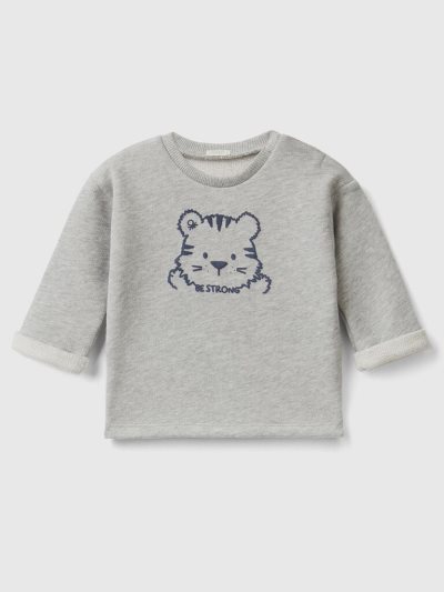 Light Grey Kids' Benetton Soft Organic Cotton Print Sweatshirt | AU628822