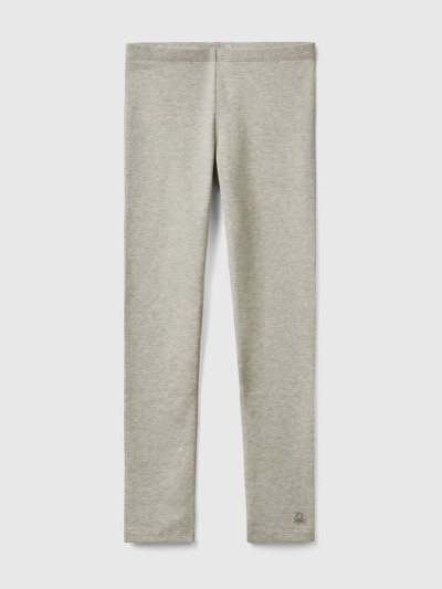 Light Grey Kids' Benetton Stretch Cotton Logo Leggings | AU675356
