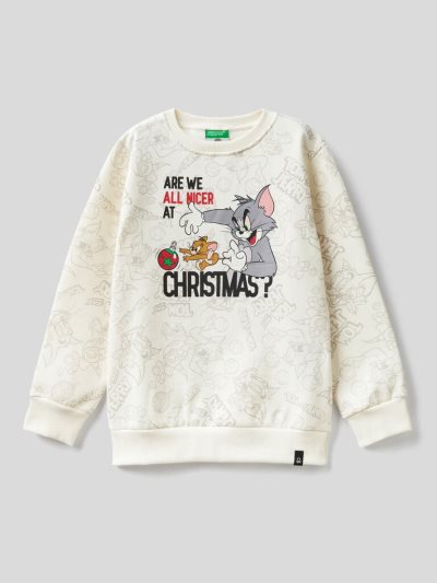 Light Grey Kids' Benetton Tom & Jerry Christmas Sweatshirt | AU890486