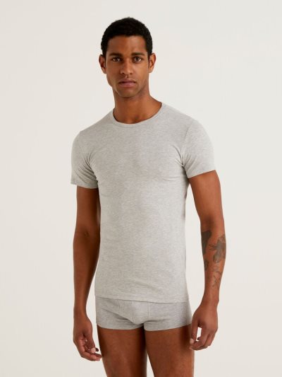 Light Grey Men's Benetton Organic Stretch Cotton T Shirts | AU010047