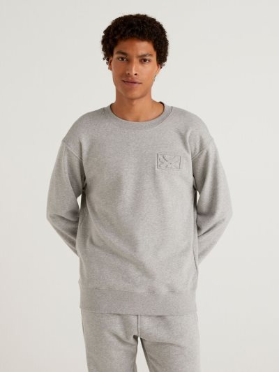 Light Grey Men's Benetton Warm Long Sleeve Hoodie | AU568232