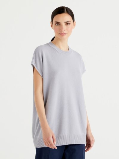 Light Grey Women's Benetton Sleeveless Cashmere Blend Sweaters | AU482919