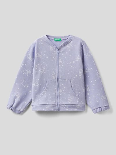 Lilac Kids' Benetton Pattern Print Zip Sweatshirt | AU210141