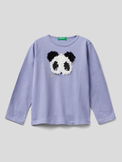 Lilac Kids' Benetton Petal Look Applique Long Sleeve T-shirts | AU933527
