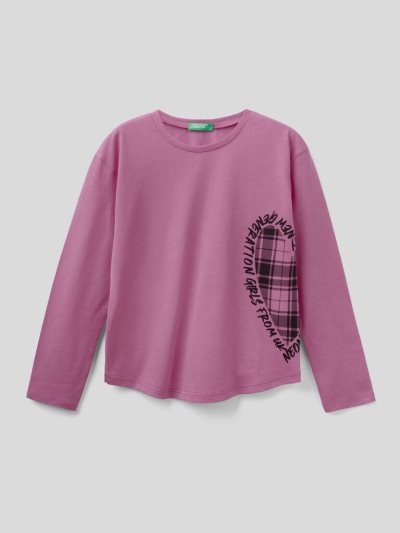 Lilac Kids' Benetton Warm Cotton Long Sleeve T-shirts | AU444070