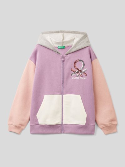 Lilac Kids' Benetton Warm Sequins Hoodie | AU485816