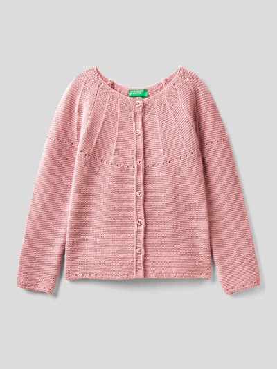 Mauve Kids' Benetton Perforated Details Cardigan | AU591117