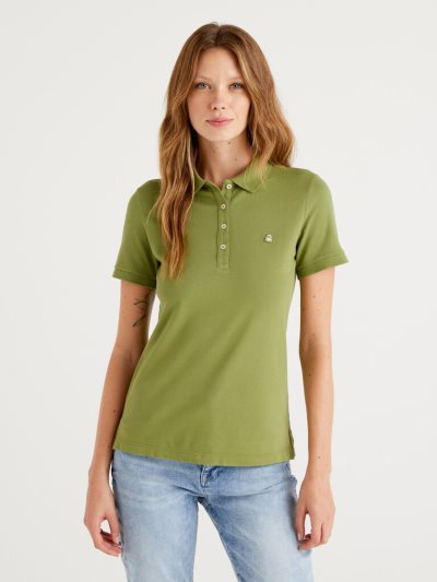 Military Green Women's Benetton Stretch Cotton Polo Shirts | AU133459