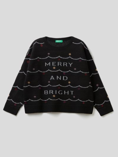 Multi-color Kids' Benetton Christmas Inlays Sweaters | AU549315
