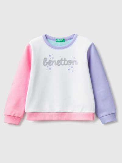 Multi-color Kids' Benetton Organic Cotton Glittery Print Sweatshirt | AU481579