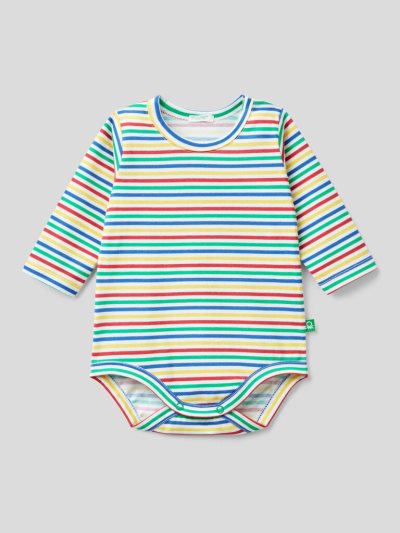 Multi-color Kids' Benetton Patterned 100% Organic Cotton Bodysuits | AU871696