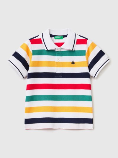 Multi-color Kids' Benetton Short Sleeve Stripes Polo Shirts | AU926355