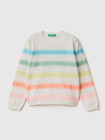 Multi-color Kids' Benetton Striped Cotton Blend Sweaters | AU197641