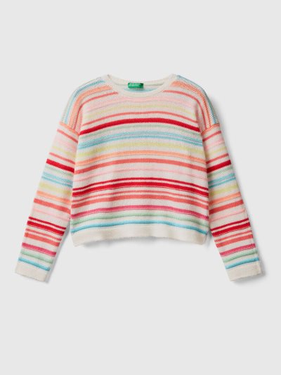 Multi-color Kids' Benetton Striped Cotton Blend Sweaters | AU629033