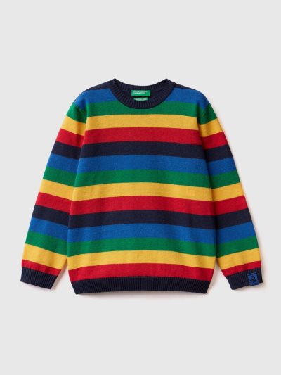 Multi-color Kids' Benetton Striped Tricot Sweaters | AU622060