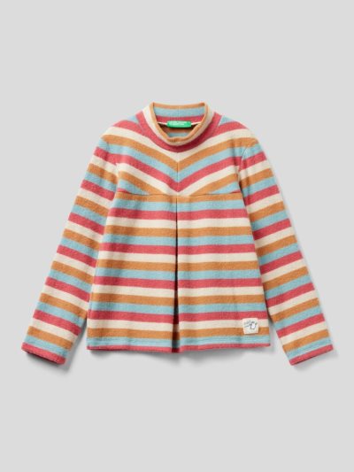 Multi-color Kids' Benetton Warm Striped Long Sleeve T-shirts | AU218751