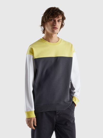 Multi-color Men's Benetton Color Block Sweatshirt | AU494896