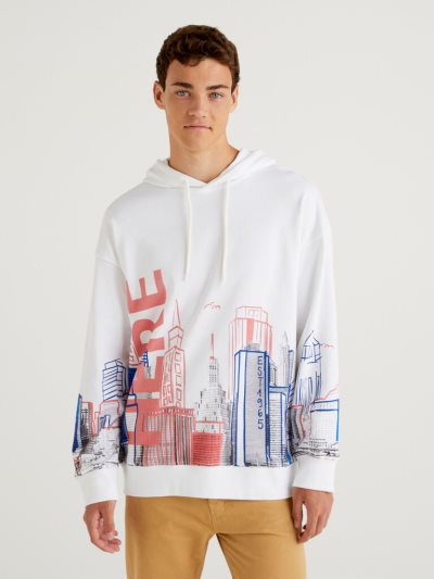 Multi-color Men's Benetton Print Hoodie | AU156759
