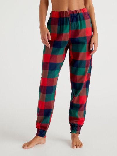 Multi-color Women's Benetton Check Pure Cotton Trousers | AU691911