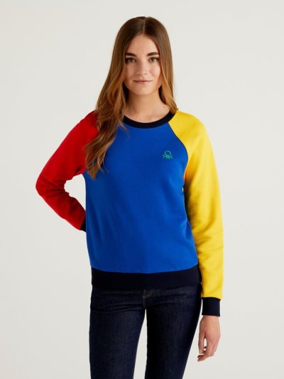 Multi-color Women's Benetton Crew Neck Raglan Sleeves Sweatshirt | AU007375