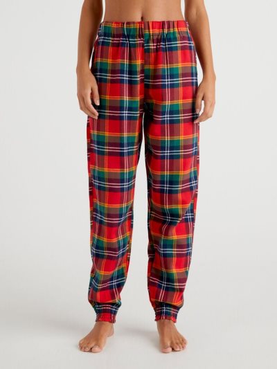 Multi-color Women's Benetton Tartan Pure Cotton Trousers | AU302813