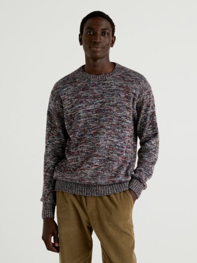 Multicolor Men's Benetton Cashmere Blend Crew Neck Sweaters | AU772361