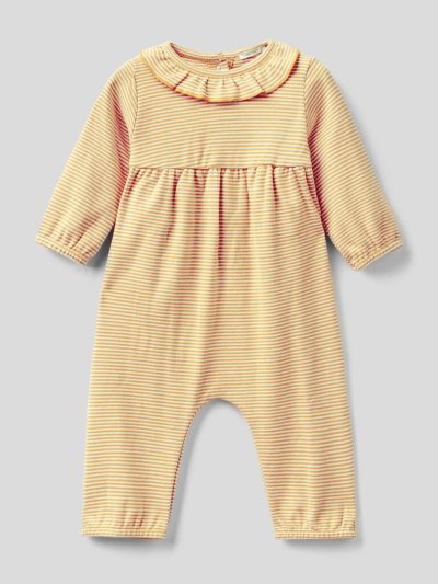 Mustard Kids' Benetton Striped Onesie Rouches Organic Cotton Outfit | AU864806