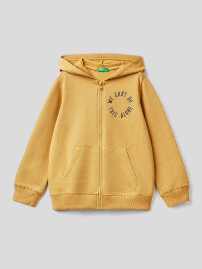 Mustard Kids' Benetton Warm Printed Zip Hoodie | AU549233
