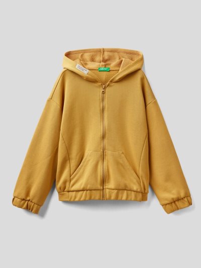Mustard Kids' Benetton Zip Organic Cotton Hoodie | AU578309