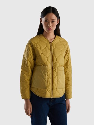 Mustard Women's Benetton Padded Recycled Wadding Light Jackets | AU643987
