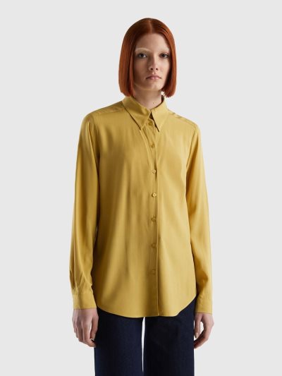 Mustard Women's Benetton Sustainable Viscose Regular Fit Shirts | AU969731
