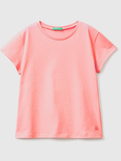 Orange Coral Kids' Benetton Pure Organic Cotton Short Sleeve T-shirts | AU907269